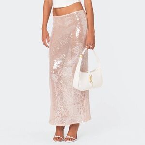 Sheer Blush Sequin Maxi Skirt